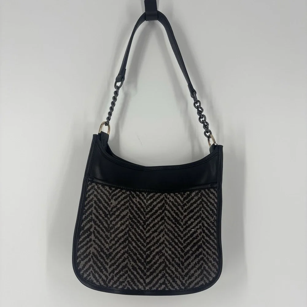Spartina 449 Daufuskie Island Linen Leather Hobo Shoulder‎ Bag Purse Herringbone
